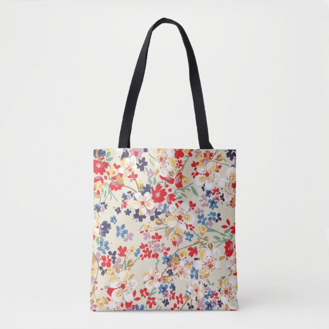 Fashionable pattern in small flowers tote bag (Front)