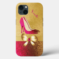 Fashionable Pink & Gold Tone Stiletto Case-Mate iP