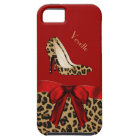 Fashionable Red & Jaguar Print iPhone 5 Case