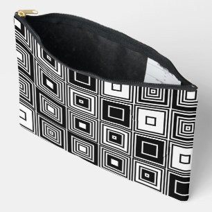 Fashionable Retro look black white square pattern Accessory Pouch
