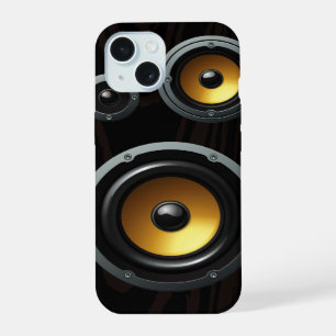 Fashionable Retro Wood Grain Speaker Trio iPhone 15 Case