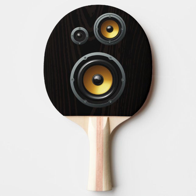 Fashionable Retro Wood Grain Speaker Trio Ping Pong Paddle (Front)