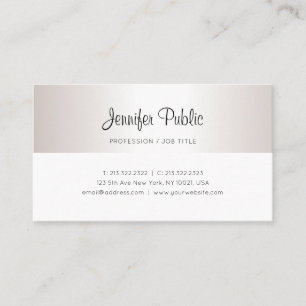 Fashionable Script Modern Faux Silver Calligraphy Business Card