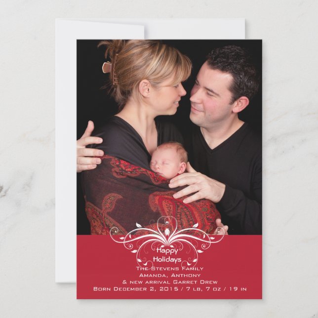 Fashionable Scroll - Photo Holiday Card (Front)