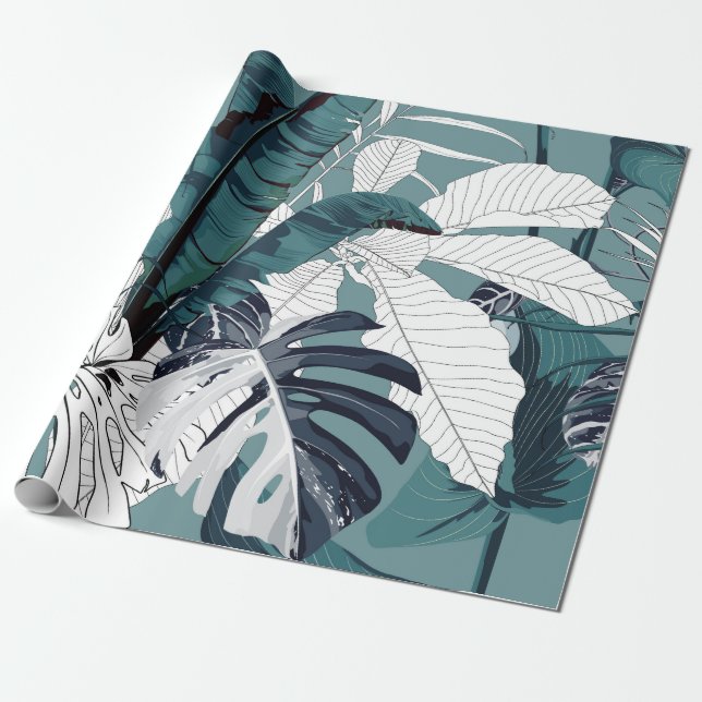 Fashionable seamless tropical pattern with tropica wrapping paper (Unrolled)