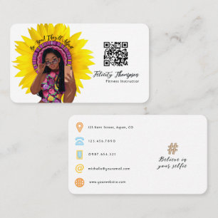 Fashionable Selfie Girl QR Code Business Card