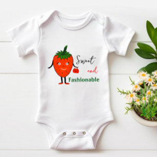 Fashionable strawberry  baby bodysuit