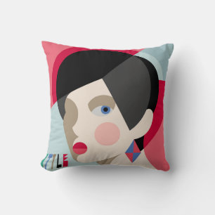 Fashionable stylish woman. Modernist style woman h Cushion