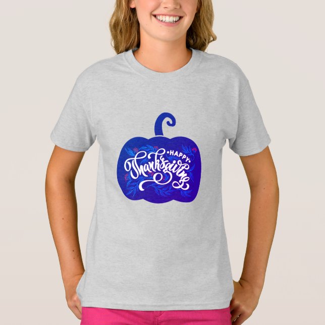 fashionable Text on pumpkin for Thanksgiving  T-Sh T-Shirt (Front)