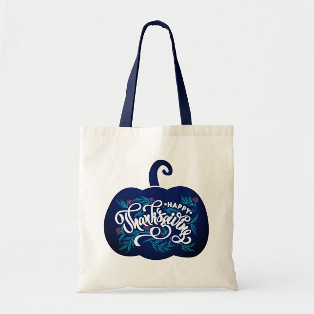 fashionable Text on pumpkin for Thanksgiving Tote Bag (Front)