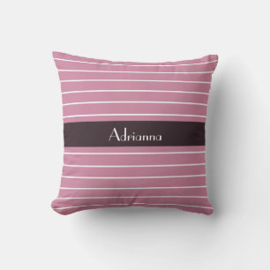 Fashionable Thin Casmere Rose Stripes and Name Cushion