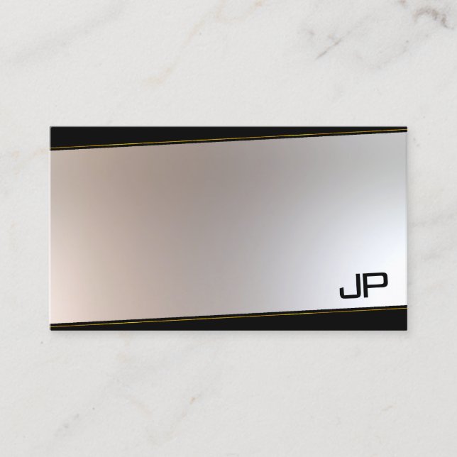 Fashionable Unique Monogram Glamour Gold Silver Business Card (Front)