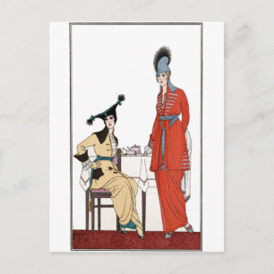 Fashionable Vintage Afternoon Tea Postcard