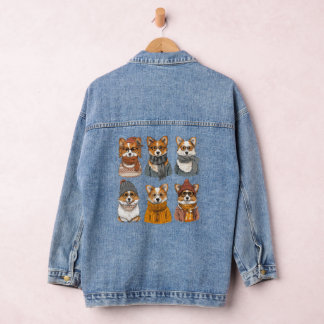 Fashionable Welsh Corgi Dogs Denim Jacket