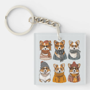 Fashionable Welsh Corgi Dogs Key Ring