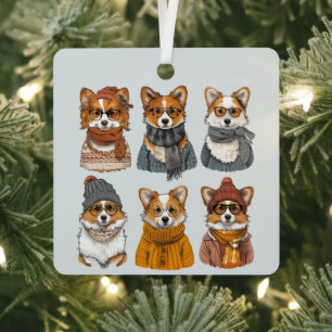 Fashionable Welsh Corgi Dogs Metal Tree Decoration