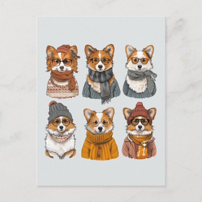 Fashionable Welsh Corgi Dogs Postcard (Front)