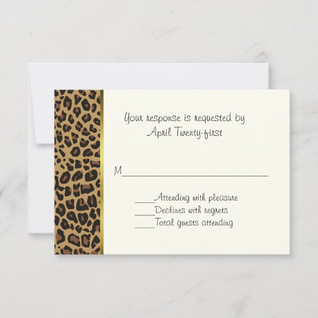 Fashionable Wild Jaguar Pattern Wedding RSVP Card (Front)