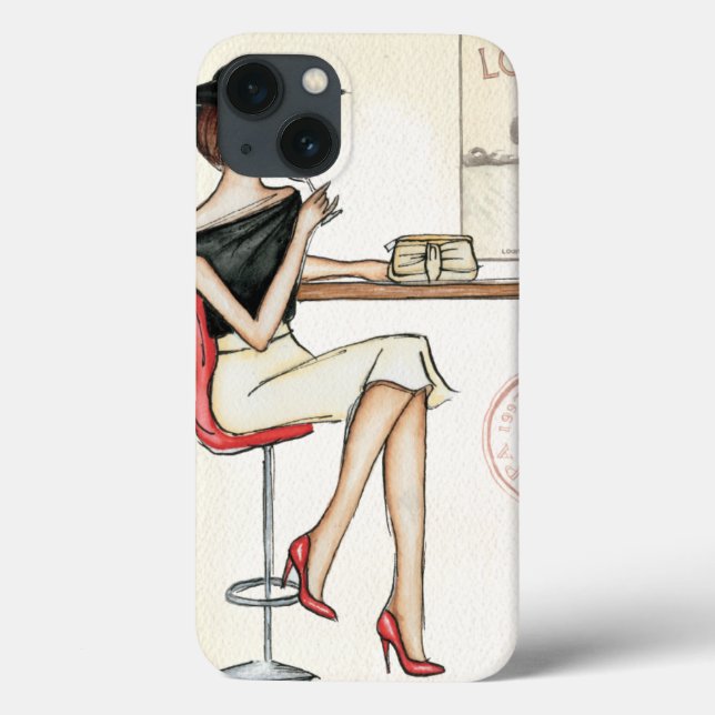 Fashionable Woman Drinking Wine Case-Mate iPhone Case (Back)
