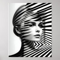 Fashionable Woman Optical Illusion Black And White