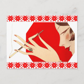 Fashionable Woman Smoking Postcard