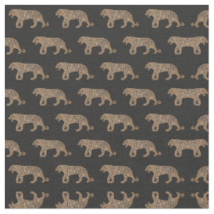 Fashionista Gold Black Glitter Tiger Pattern Fabric