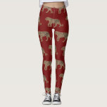 Fashionista Gold Black Red Glitter Tiger Pattern Leggings<br><div class="desc">This elegant and chic pattern is perfect for the trendy and stylish fashionista. It features a faux printed sparkly gold glitter and black hand-drawn tiger pattern on top of a fire-engine red background. It's glamorous, luxurious, unique, modern, and cool. ***IMPORTANT DESIGN NOTE: For any custom design request such as matching...</div>
