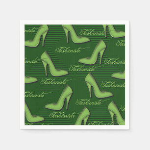 Fashionista Green Shoes Pattern Napkins