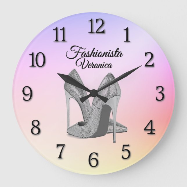 Fashionista High Heel Shoes Large Clock (Front)