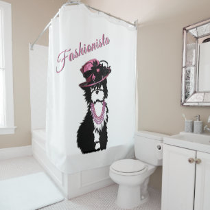 Fashionista Puppy Dog White Shower Curtain