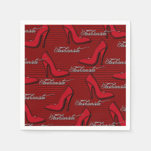 Fashionista Red Shoes Pattern Napkins