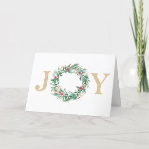 Fassist Holiday Watercolor JOY Wreath Photo Card