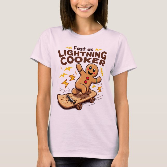 Fast as Lightning Gingerbread Skater T-Shirt (Front)
