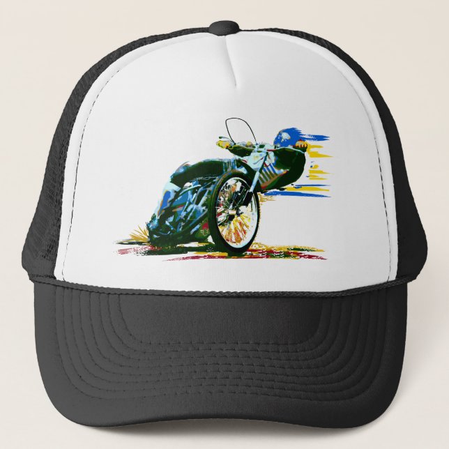 Fast Awesome Speedway Motorcycle Trucker Hat (Front)