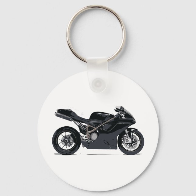 Fast Black Motorcycle Key Ring (Front)