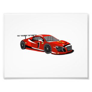 Fast car cartoon   Extreme race  Choose back color Photo Print