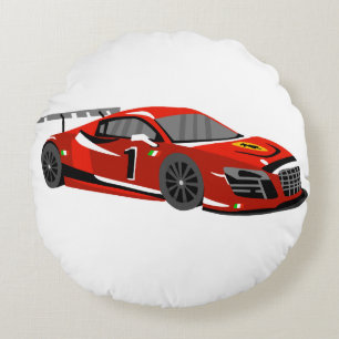Fast car cartoon   Extreme race  Choose back color Round Cushion
