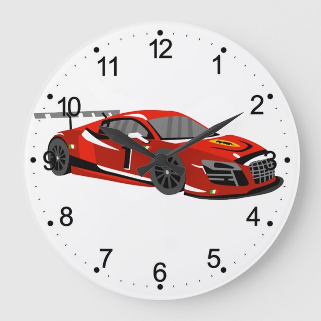 Fast car cartoon | Extreme race |Choose back colou Large Clock (Front)