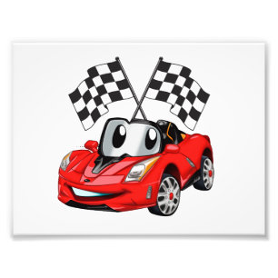 Fast car cartoon flag race - Choose back colour Photo Print