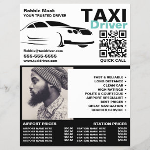 Fast Car Logo, Photograph, Taxi Driver, Price List Flyer