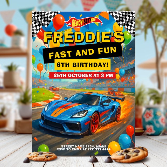 Fast Car Racing Birthday Party Invitation (Creator Uploaded)