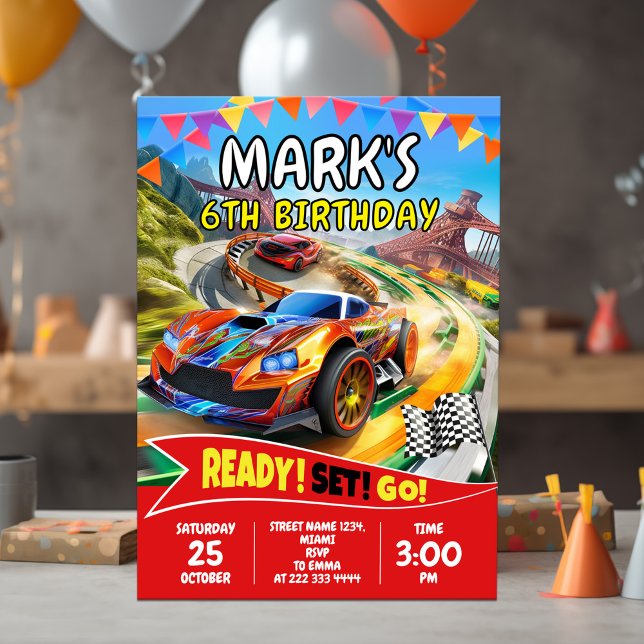 Fast Cars Racing Party for Boys Invitation (Creator Uploaded)