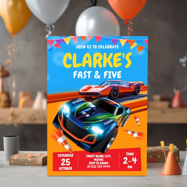 Fast Cars Racing Party Invitation for Boys (Creator Uploaded)