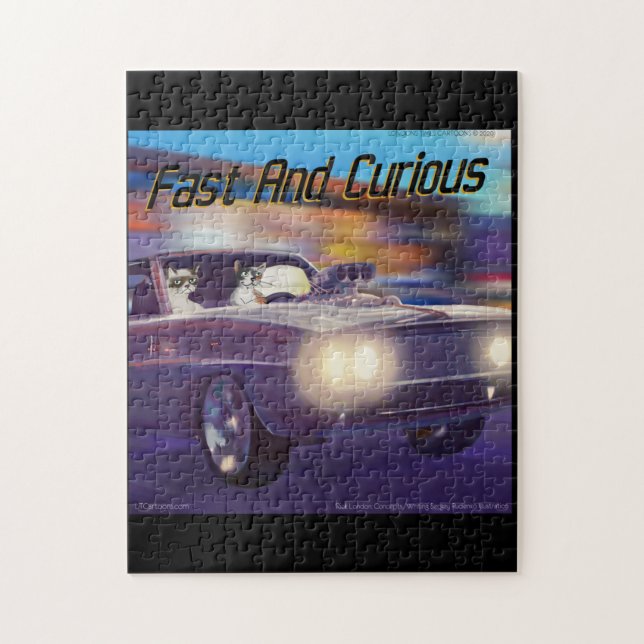 Fast Cat Comic Small Jigsaw Puzzle by Rick London (Vertical)