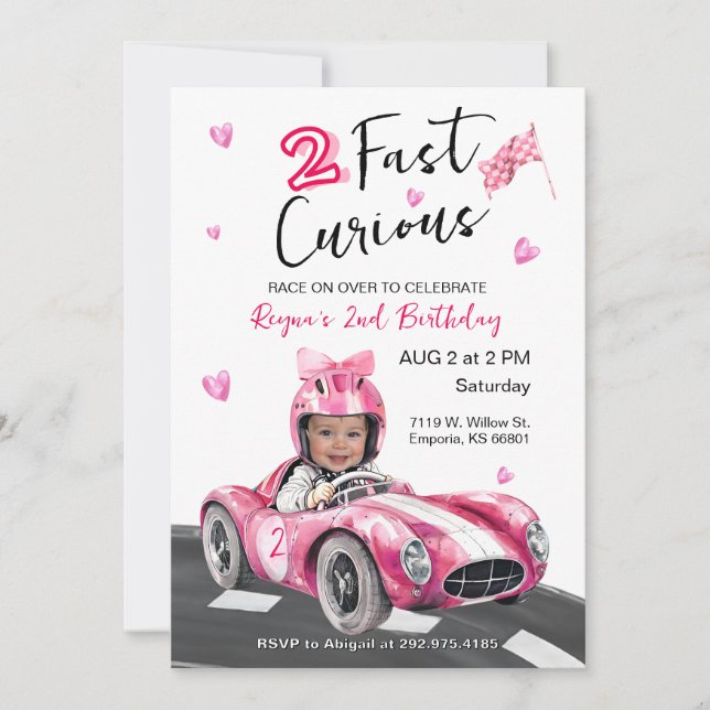 Fast Curious Any Age Birthday Photo Invitation (Front)