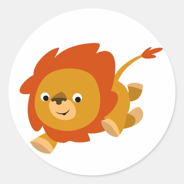 Fast Cute Cartoon Lion Sticker (Front)
