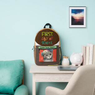 Fast day of school with love cat printed backpack