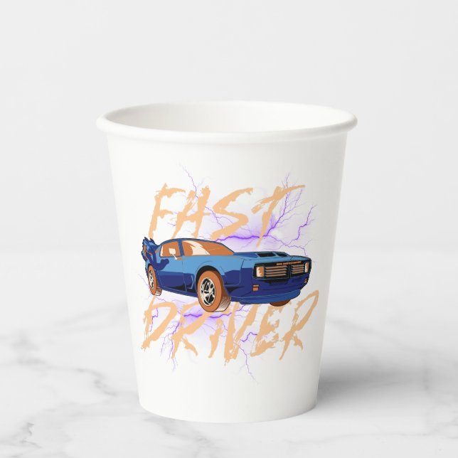 FAST DRIVER - blue Paper Cups (Front)