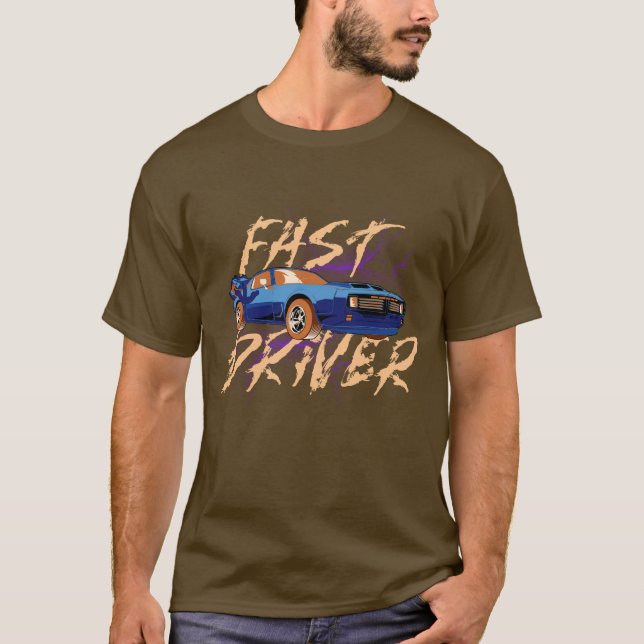 FAST DRIVER - blue T-Shirt (Front)
