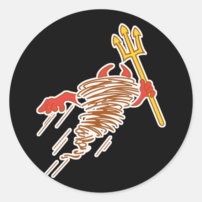 fast dust demon devil classic round sticker (Front)